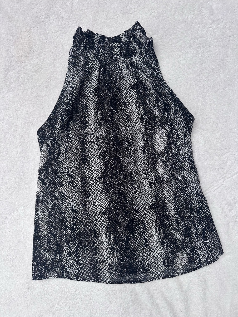 Veronica M Black & White Snake-Print Halter Camisole Top